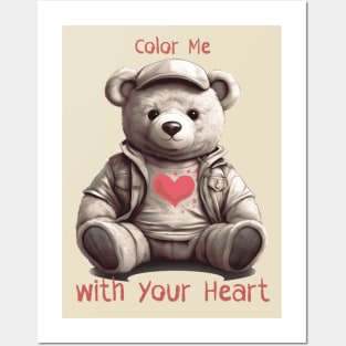 color me with your heart (colorless teddy bear) Posters and Art